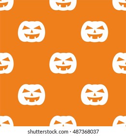 Halloween tile vector pattern with white pumpkin on orange background