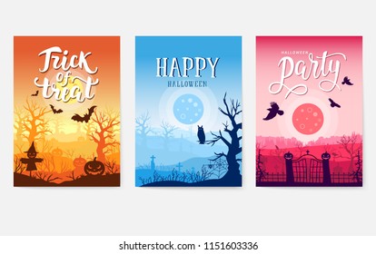 Halloween time background concept border for design.  Landscape template of flayer, magazines, posters, book cover, banners. Vector design 