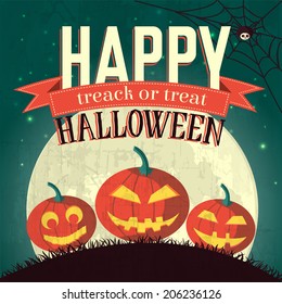 Halloween time background concept in retro style. Vector illustration design 