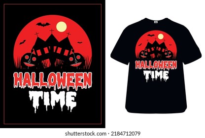 Halloween Time best creative T-shirt design with halloween house 