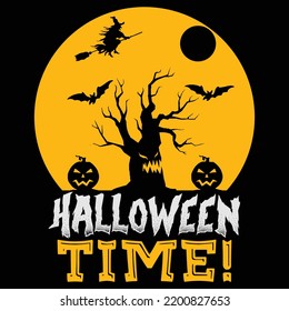 Halloween Time Full Moon Pumpkin Shirt Design