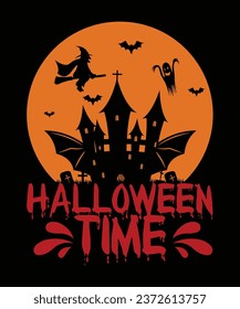 Halloween Time Happy Halloween shirt print template scary themed horror ghost pumpkin witch boo vector