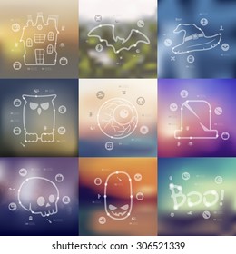 Halloween time line presentations with blurred unfocused background