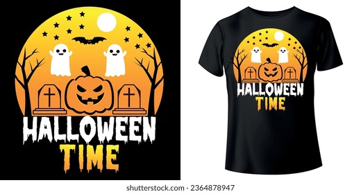 Halloween Time T- shirt Design. Halloween t-shirt design. Halloween Illustration T-shirt Design For Your Business