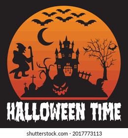 Halloween time, t-shirt design vector file.