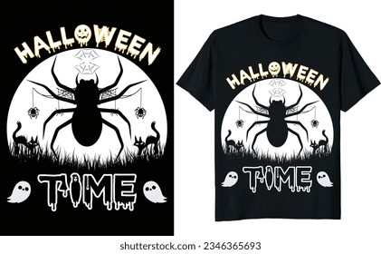 Hora de Halloween. 
diseño de camiseta de halloween. Gráfico vectorial de Halloween. Ilustración de la camiseta de Halloween. Diseño de camisetas de diablo con cabeza de trompa.