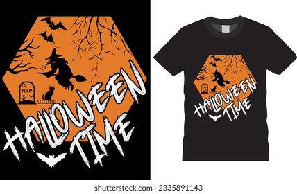 Halloween time, Halloween vector graphic T shirt design template. Halloween High quality vector T-Shirt Design vector illustration. Halloween Shirts Design ready for print, man, women and children.