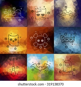 Halloween timeline presentations with blurred unfocused background