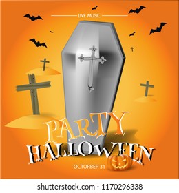 halloween tomb design background vector