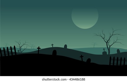 Halloween Tomb with foggy at the night