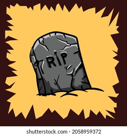halloween tomb stone logo simple icon design illustration