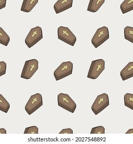 Halloween Tomb Vampire Pattern Vector Illustration. Design Texture Clip Art Background. Holiday Banner Horror Party.