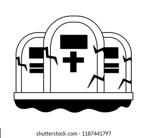 halloween tombs isolated icon