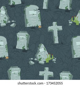 Halloween tombs seamless pattern. Vector tombs icons Vector pattern for web page backgrounds, postcards, greeting cards, invitations, pattern fills, surface textures.