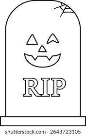 Halloween tombstone coloring page isolated.
Cute Halloween grave vector outline.
Transparent background.