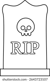 Halloween tombstone coloring page isolated.
Cute Halloween grave vector outline.
Transparent background.