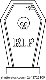 Halloween tombstone coloring page isolated.
Cute Halloween grave vector outline.
Transparent background.