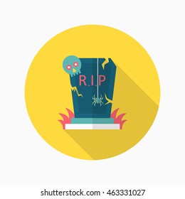 Halloween tombstone icon, Vector flat long shadow design. Halloween concept.