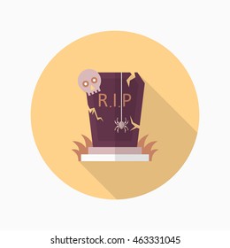 Halloween tombstone icon, Vector flat long shadow design. Halloween concept.