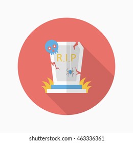Halloween tombstone icon, Vector flat long shadow design. Halloween concept.