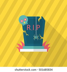Halloween tombstone icon, Vector flat long shadow design. Halloween concept.