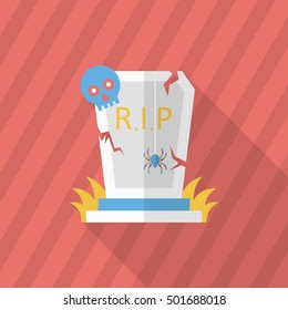 Halloween tombstone icon, Vector flat long shadow design. Halloween concept.