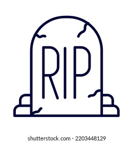 halloween tombstone linear isolated icon