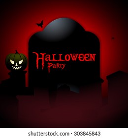 Halloween Tombstone with Pumpkin Bat and Sample Text