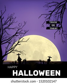 Halloween Tombstone under the moonlight, EPS 10
