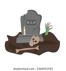 Halloween tombstone vector, Halloween gravestone vector. Scary stone grave vector. Halloween Elements and Objects for Design Projects
