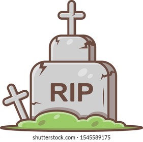 halloween tombstone vector illustration in isolated white