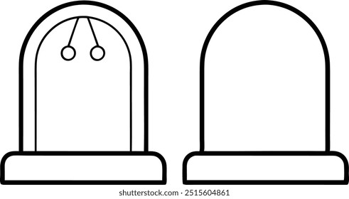 Halloween tombstones line art with editable vector collections 