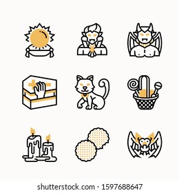 Halloween tools - Color - vector logo/icon illustration bundle