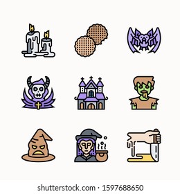 Halloween tools - Color - vector logo/icon illustration bundle