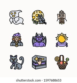 Halloween tools - Color - vector logo/icon illustration bundle