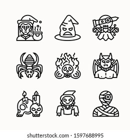 Halloween tools - Line - vector logo/icon illustration bundle