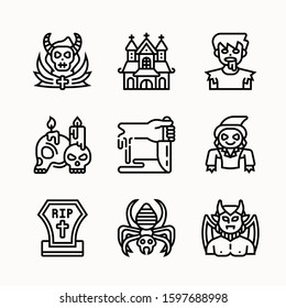 Halloween tools - Line - vector logo/icon illustration bundle