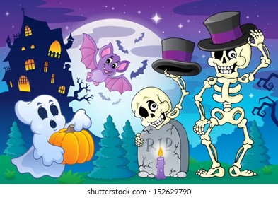 Escena del tema de Halloween 5 - ilustración vectorial eps10.