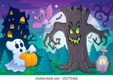 Halloween topic scene 6 - eps10 vector illustration.