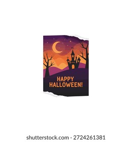 Halloween rasgado icono de cartel de Halloween diseño de Vector plano.