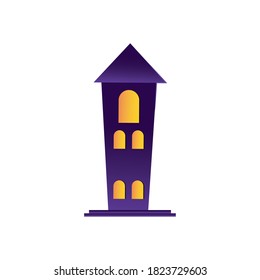 halloween tower icon over white background, colorful design, vector illustration