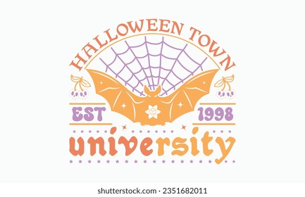 Halloween town university est 1998, halloween svg design bundle, Retro svg, happy halloween vector, pumpkin, witch, spooky, ghost, funny halloween t-shirt quotes Bundle, Cut File Cricut