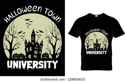 Halloween town university.t shirt design tamplete.