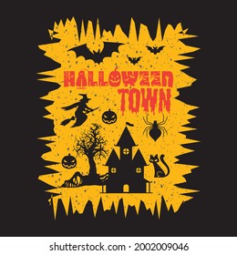 Halloween town ,vintage vector t-shirt design