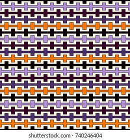 Halloween traditional colors seamless pattern with battlement curved lines. Repeated geometric figures wallpaper. Modern style surface texture. Digital paper, textile print, page fill. Vector art