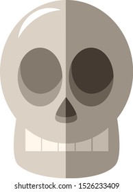 Halloween traditional human skull in flat style isolated on white background. Vector illustration.