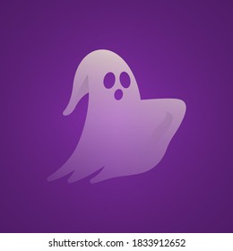 Halloween Transparent White Scary Ghost Flying With Purple Background Illustration Mesh Vector