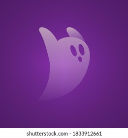 Halloween Transparent White Scary Ghost Run With Purple Background Illustration Mesh Vector