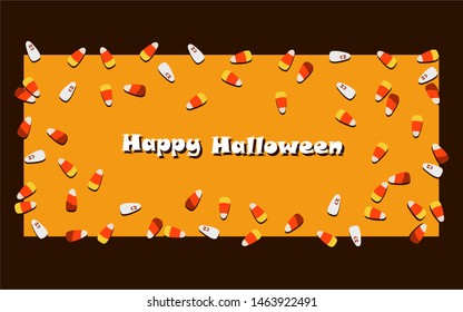 Halloween treats concept. Flat lay top view of marshmallow on background. Vector illustration cartoon style.