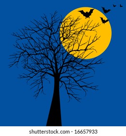 Halloween tree with bats
